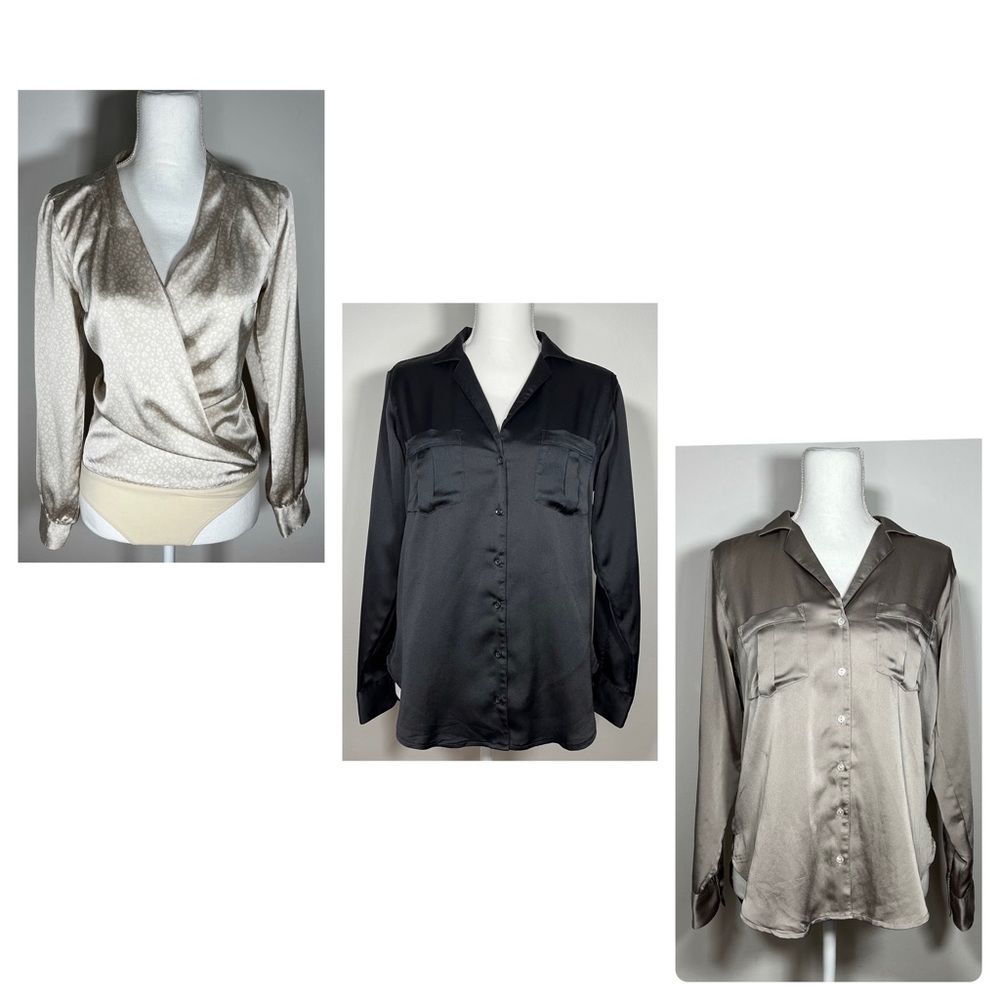 3x Abercrombie & Fitch Satin Blouses Size S